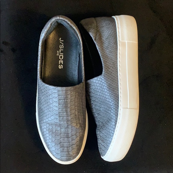 J/Slides dark grey croc Ariana slides - Picture 2 of 6